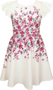 Zunie Kids' Flutter Sleeve Scuba Skater Dress