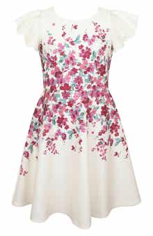 Zunie Kids' Flutter Sleeve Scuba Skater Dress