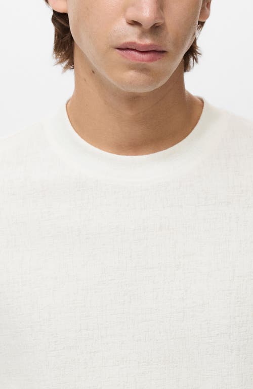 Mango Textured Cotton Blend T-shirt In Neutral