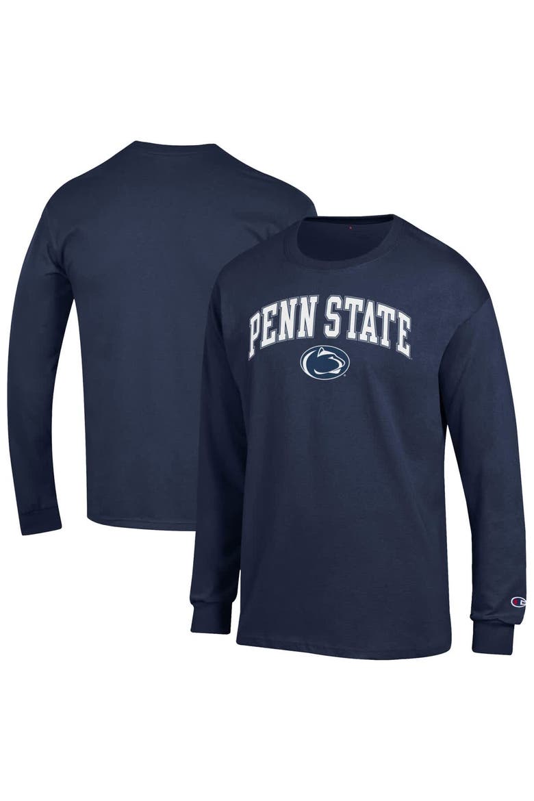 Men's Champion  Navy Penn State Nittany Lions Arch Over Logo Long Sleeve T-Shirt, Alternate, color, Navy