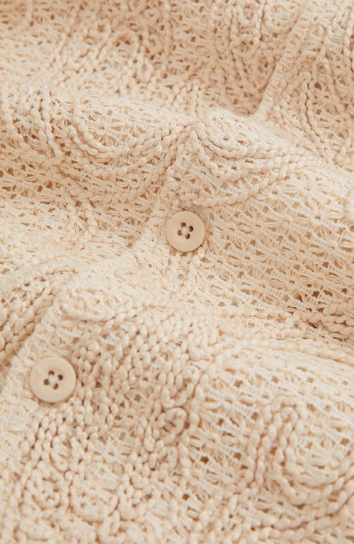Reiss Finn Embroidered Crochet Camp Sweater In Neutral