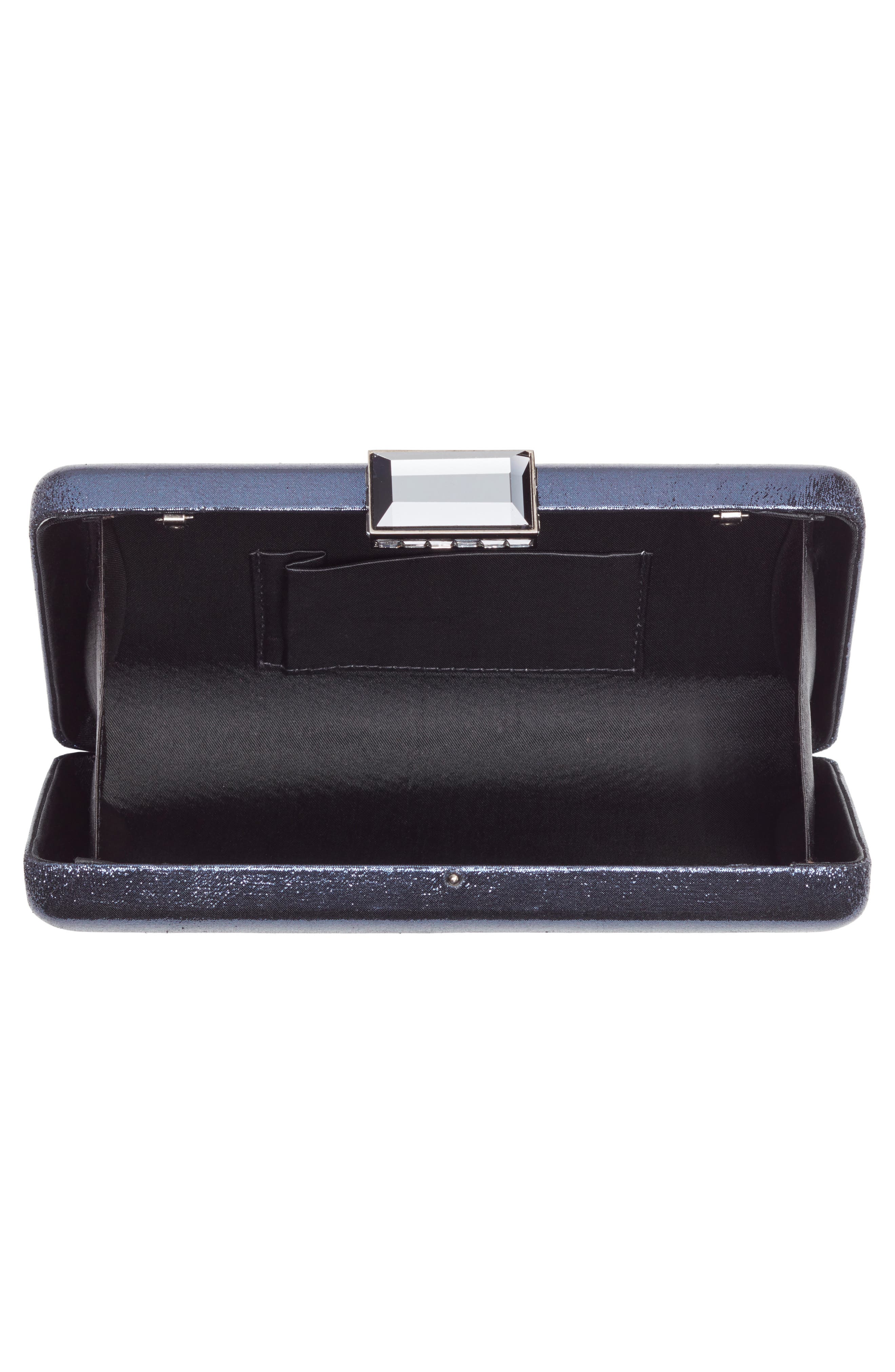 Metallic Box Clutch, Alternate, color, NAVY