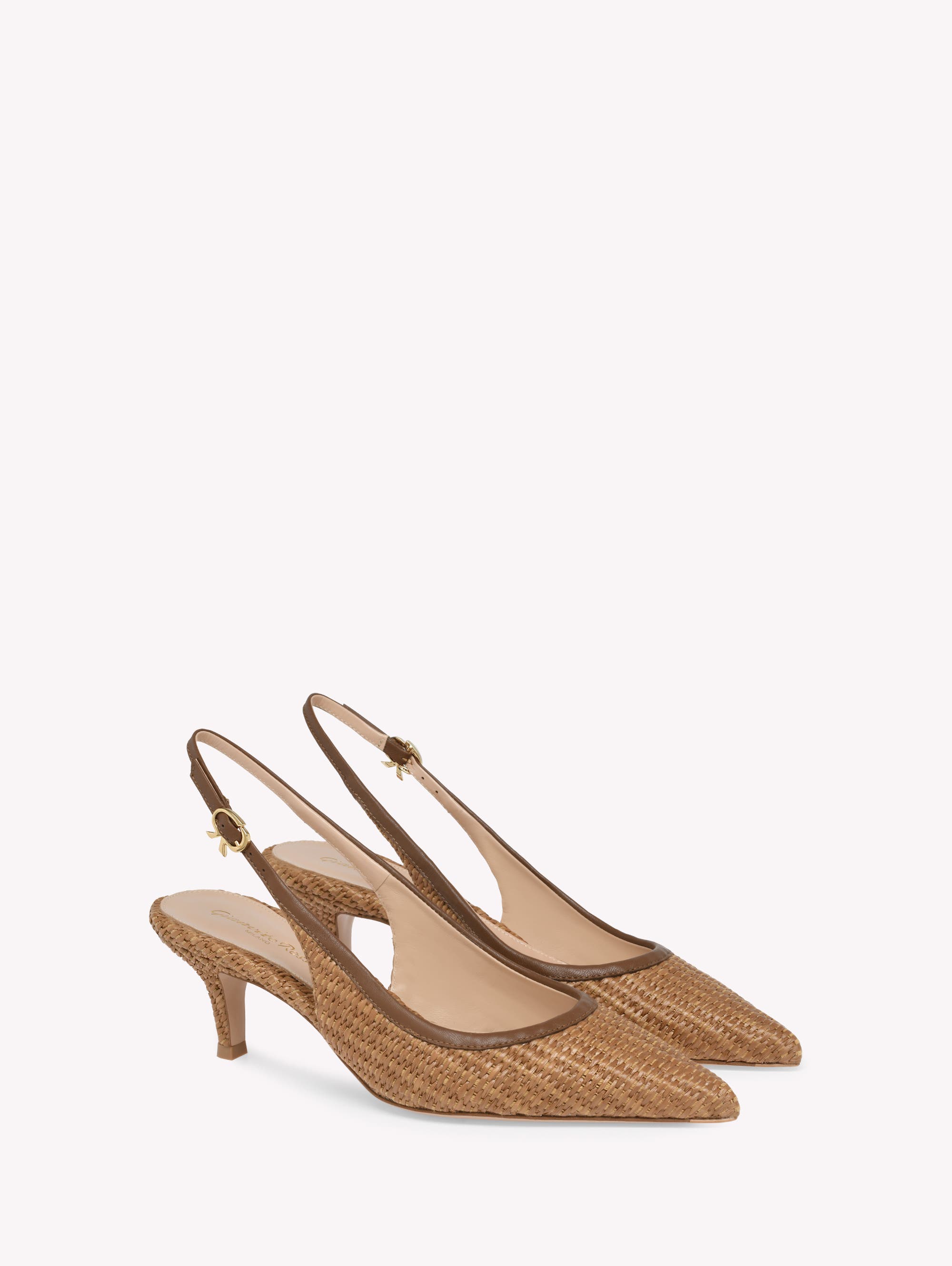 Gianvito Rossi Minorca Slingback, Alternate, color, Brown Raffia And Leather
