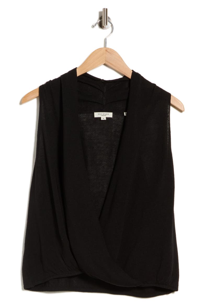 Drape Front Top, Alternate, color, BLACK-BLACK