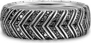 David Yurman Men's Chevron Band Ring in Sterling Silver with Black Diamonds, 8mm