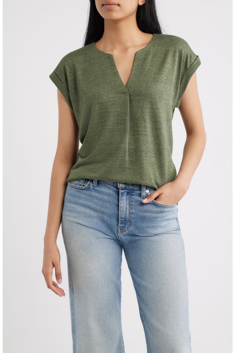 Caty Pleat Front Knit Top, Main, color, OLIVE MOSS