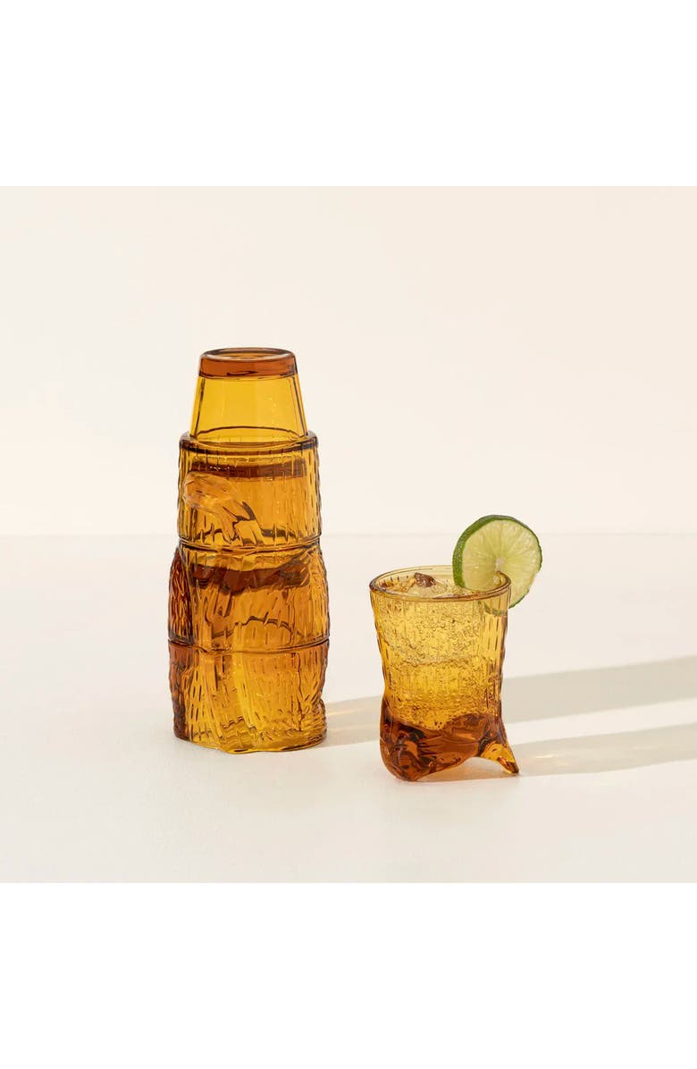 Uncommon Goods Amber Cat Stacking Glass Set by DOIY, Alternate, color, Amber