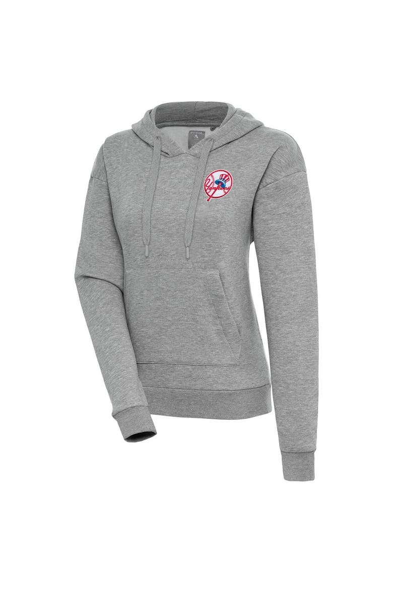 Women's Antigua  Heather Gray New York Yankees Cooperstown Victory Pullover Hoodie, Main, color, Heather Gray