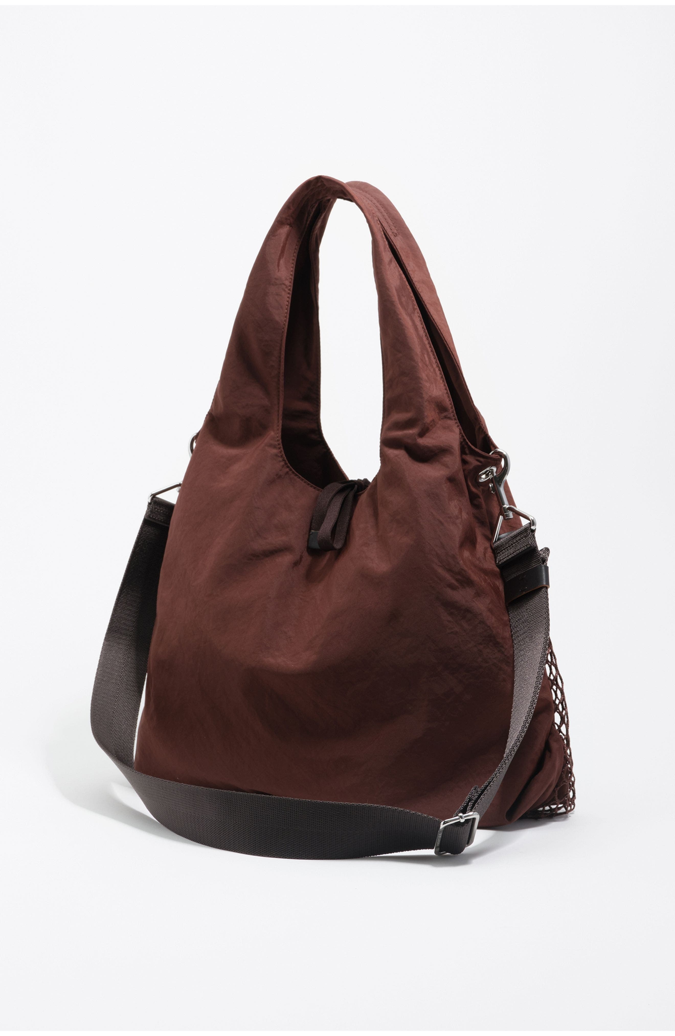 Large Nylon Paper Bag, Alternate, color, CHOCOLATE
