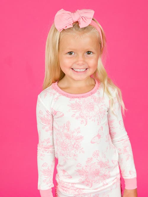 Rufflebutts Softsnooze Toddler Girls Ruffle Long Sleeve Pajama Set In Pink
