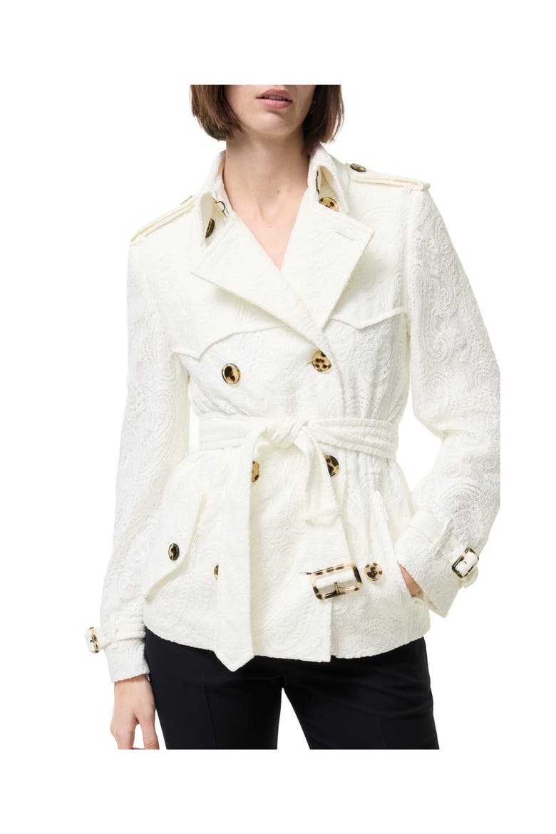 Short Paisley Lace Foxfield Trench Coat, Main, color, CHALKY WHITE