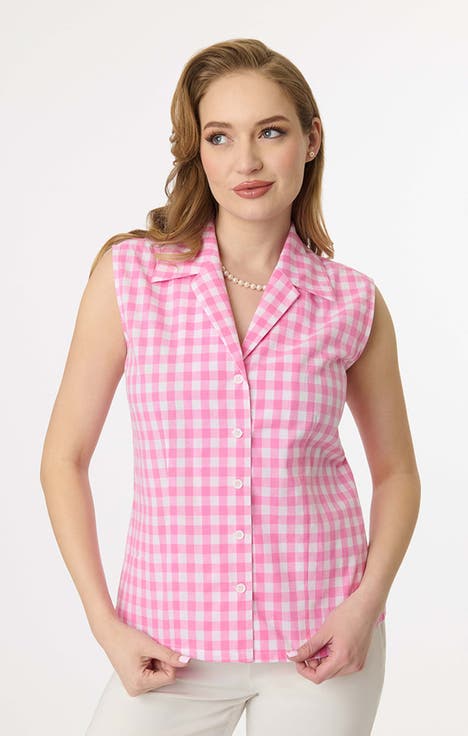 Notched Collar Cotton Blouse