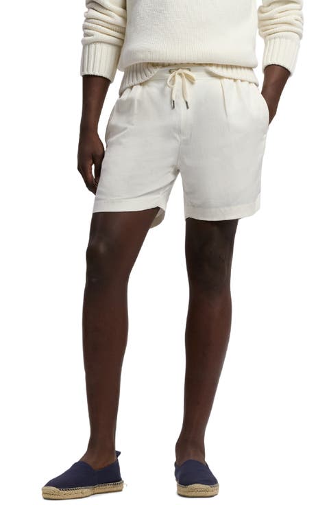 Pleated Silk & Linen Drawstring Shorts