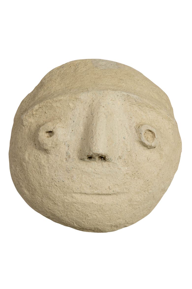Paper Mache Moon with Face Wall Decor, Ivory, Alternate, color, Ivory