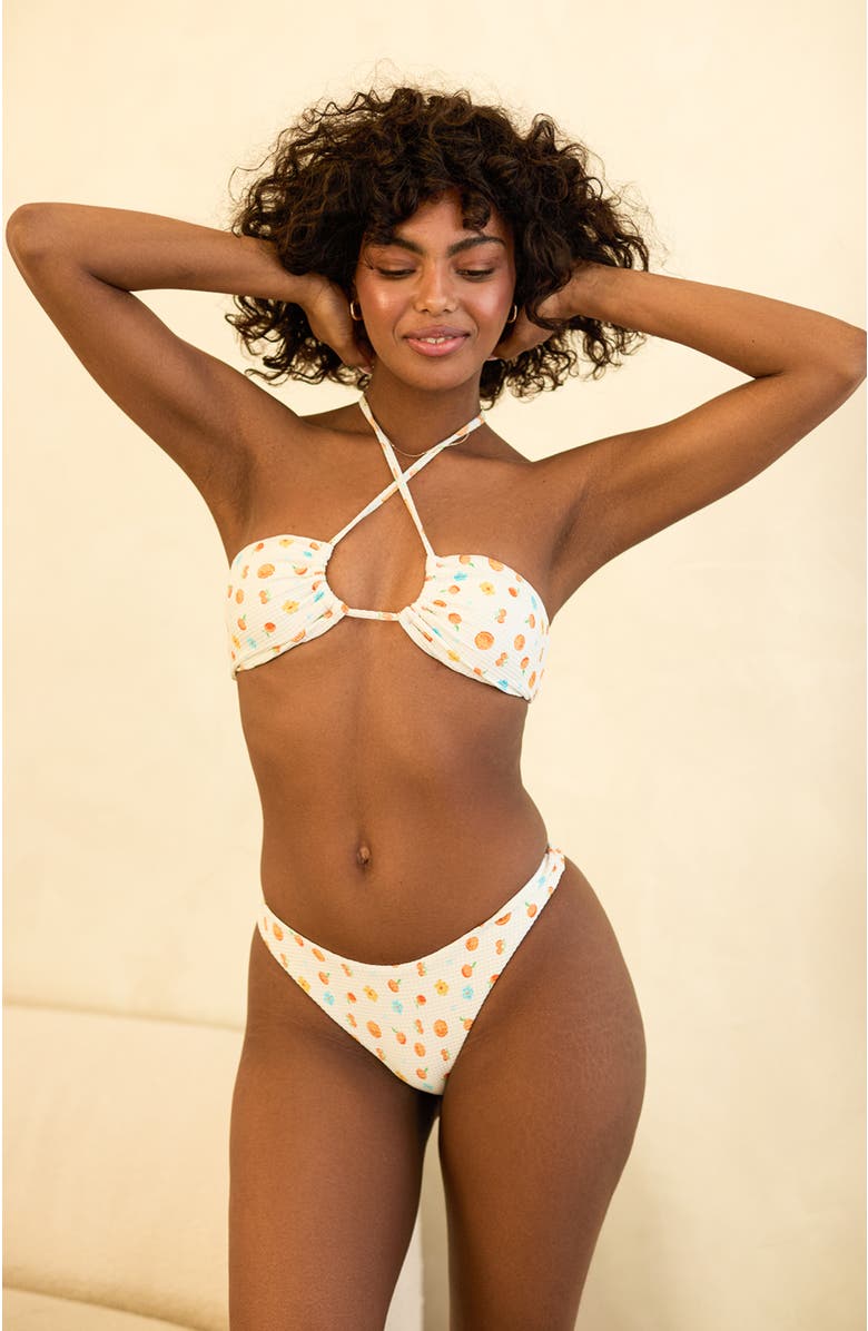 Dippin Daisys Amalfi String Tie Bandeau Bikini Top, Alternate, color, Clementine