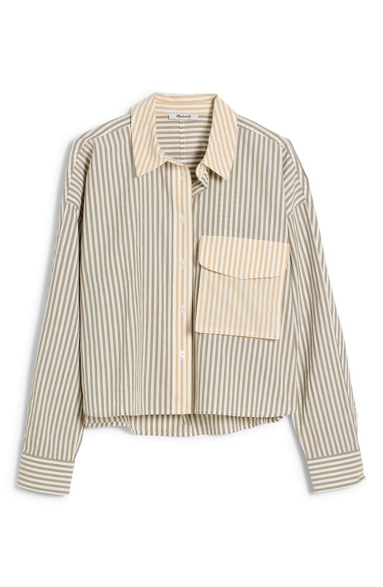 Madewell Flap Pocket Cotton Poplin Crop Button-Up Shirt, Alternate, color, 
