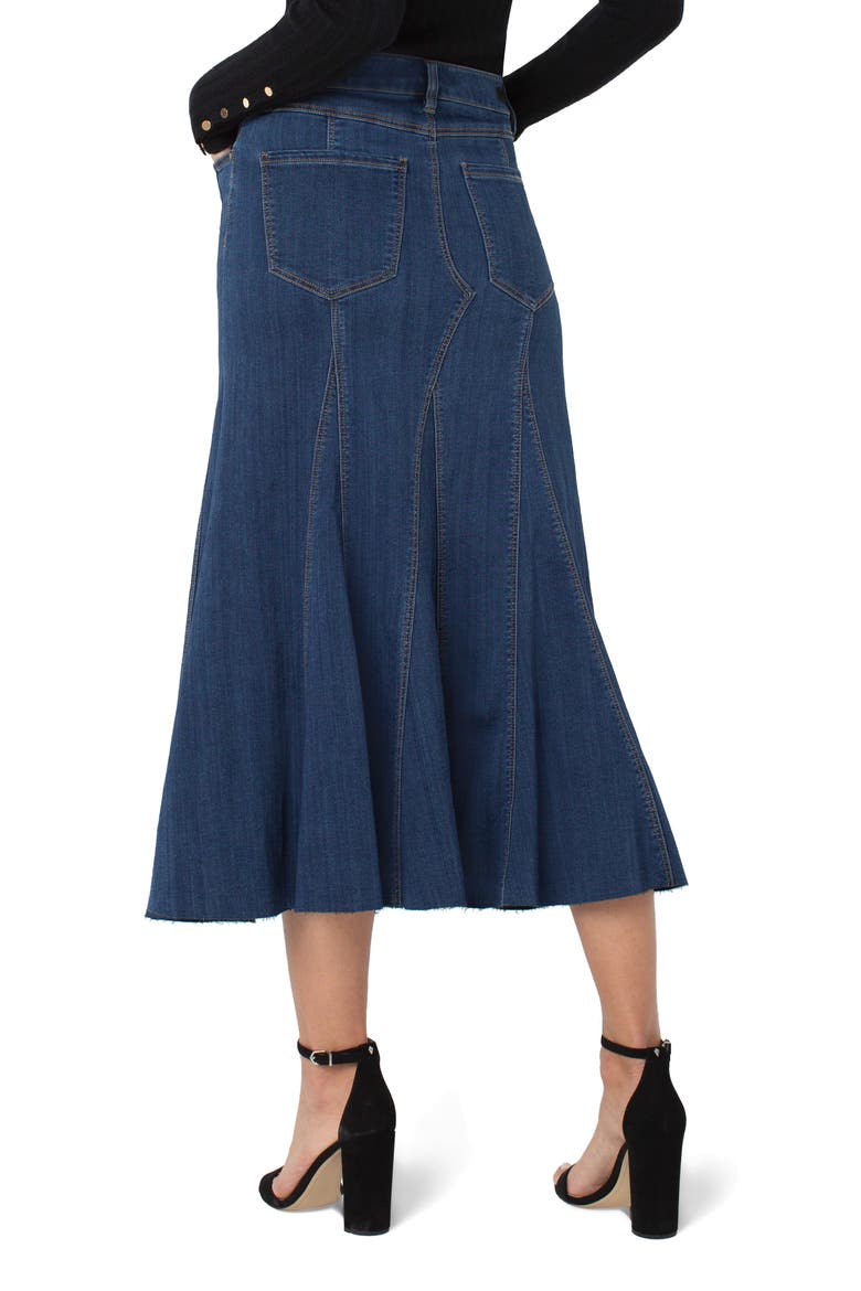 Multi Panel Fray Hem Denim Skirt, Alternate, color, BRIARWOOD