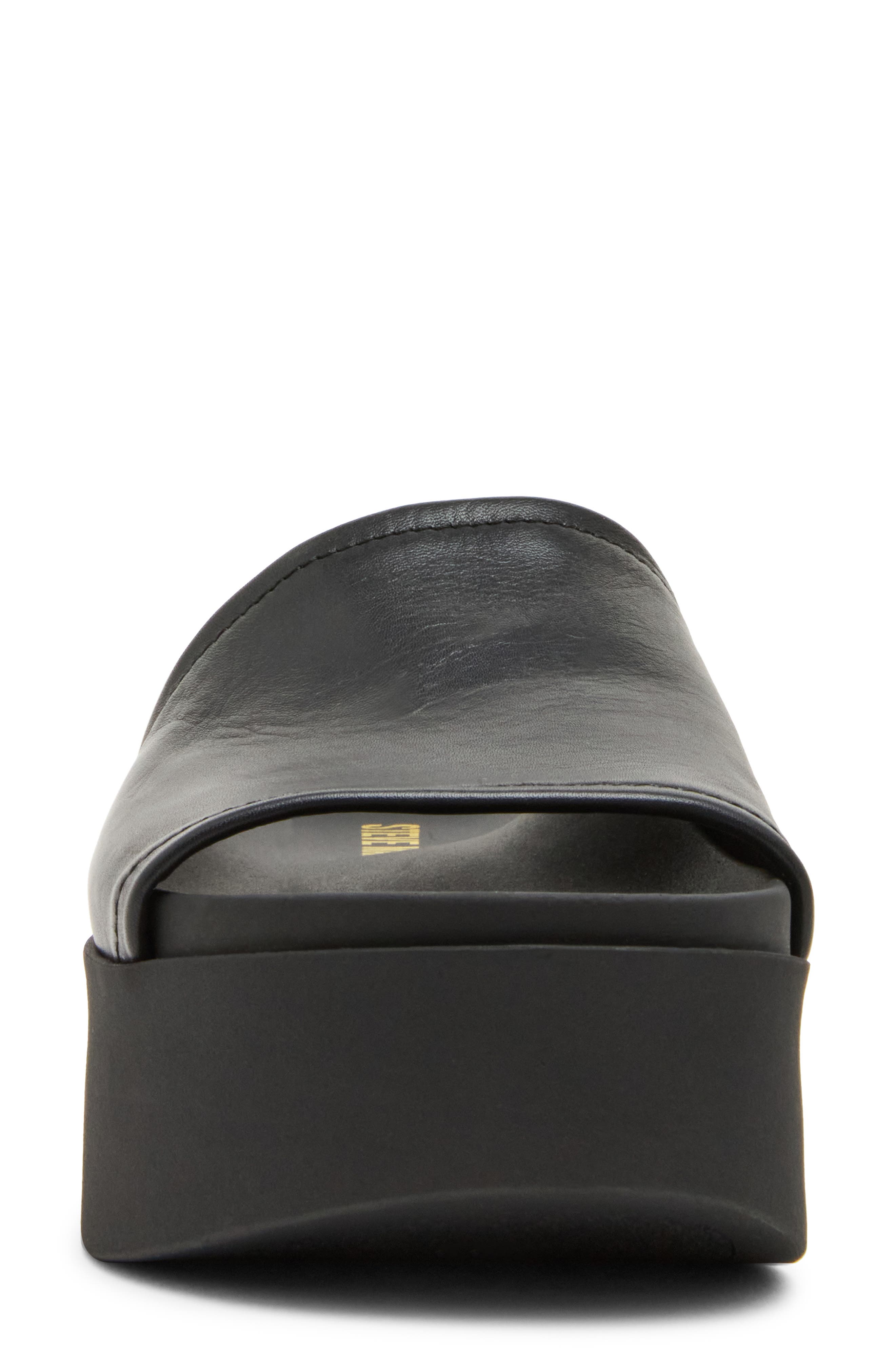 Steve Madden Arwen Platform Wedge Slide Sandal, Alternate, color, Black Leather