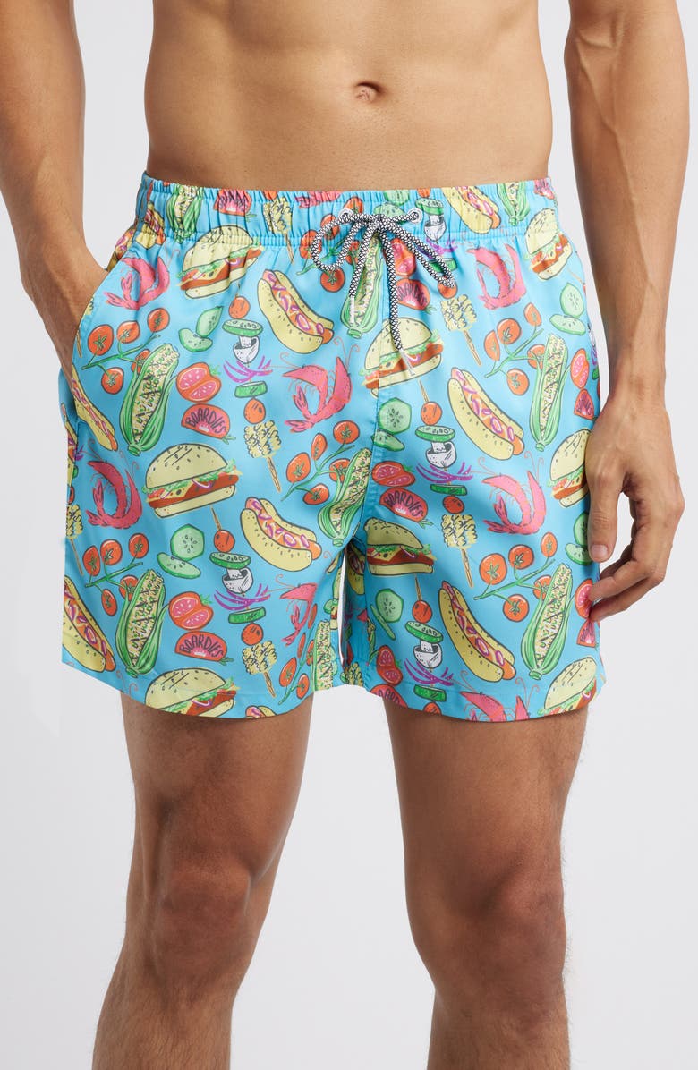 Boardies Grill Master Mid Length Swim Trunks, Main, color, Blue