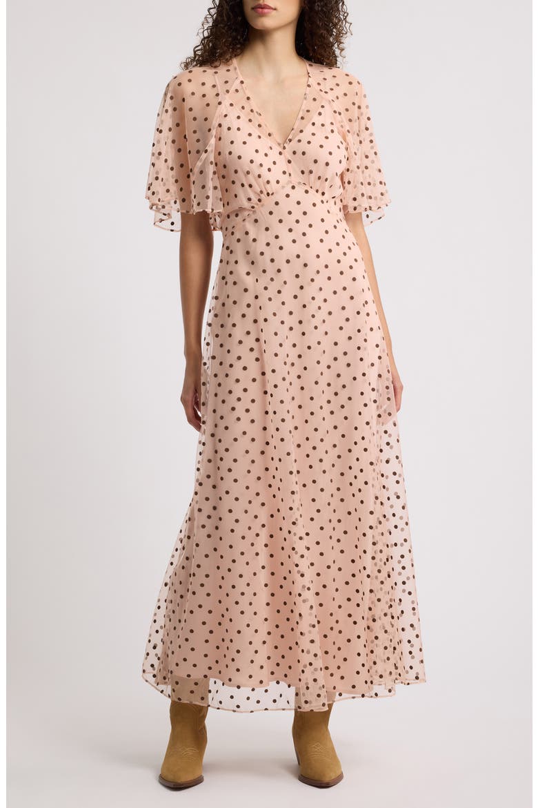 The Festal Dot Print Maxi Dress, Main, color, PINK DOT