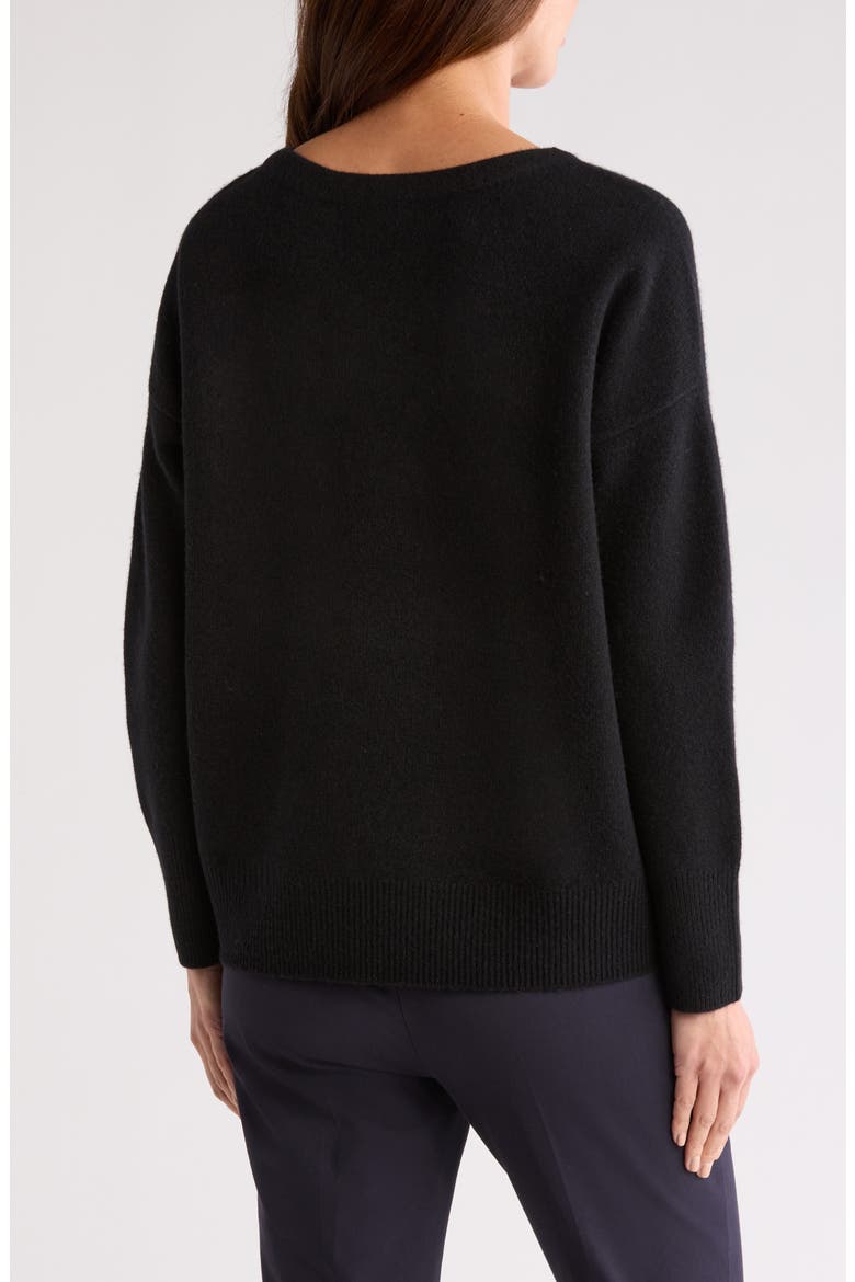 Boat Neck Wool & Cashmere Pullover Sweater, Alternate, color, BLACK