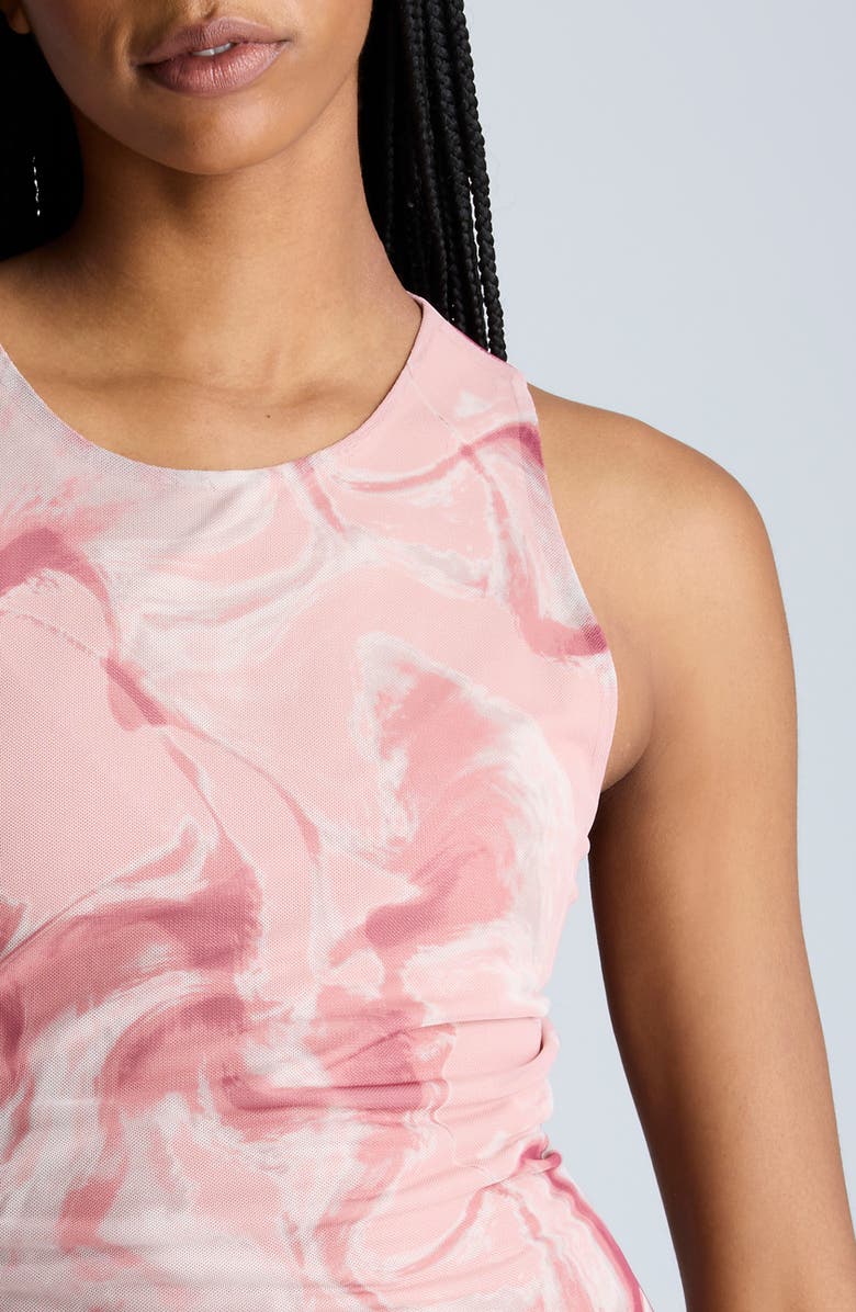 Kenneth Cole Side Ruched Sleeveless Asymmetric Dress, Alternate, color, Rose Multi