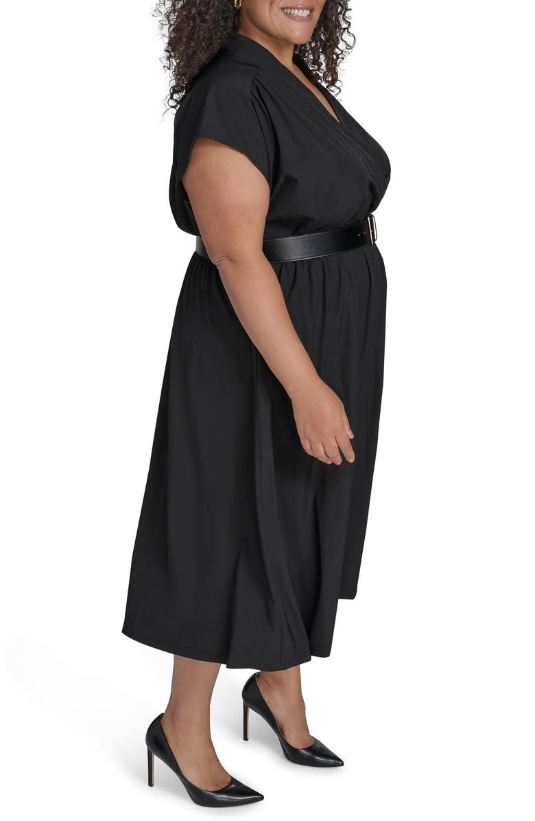 Calvin Klein Comm Belted Midi Shirtdress, Alternate, color, Black