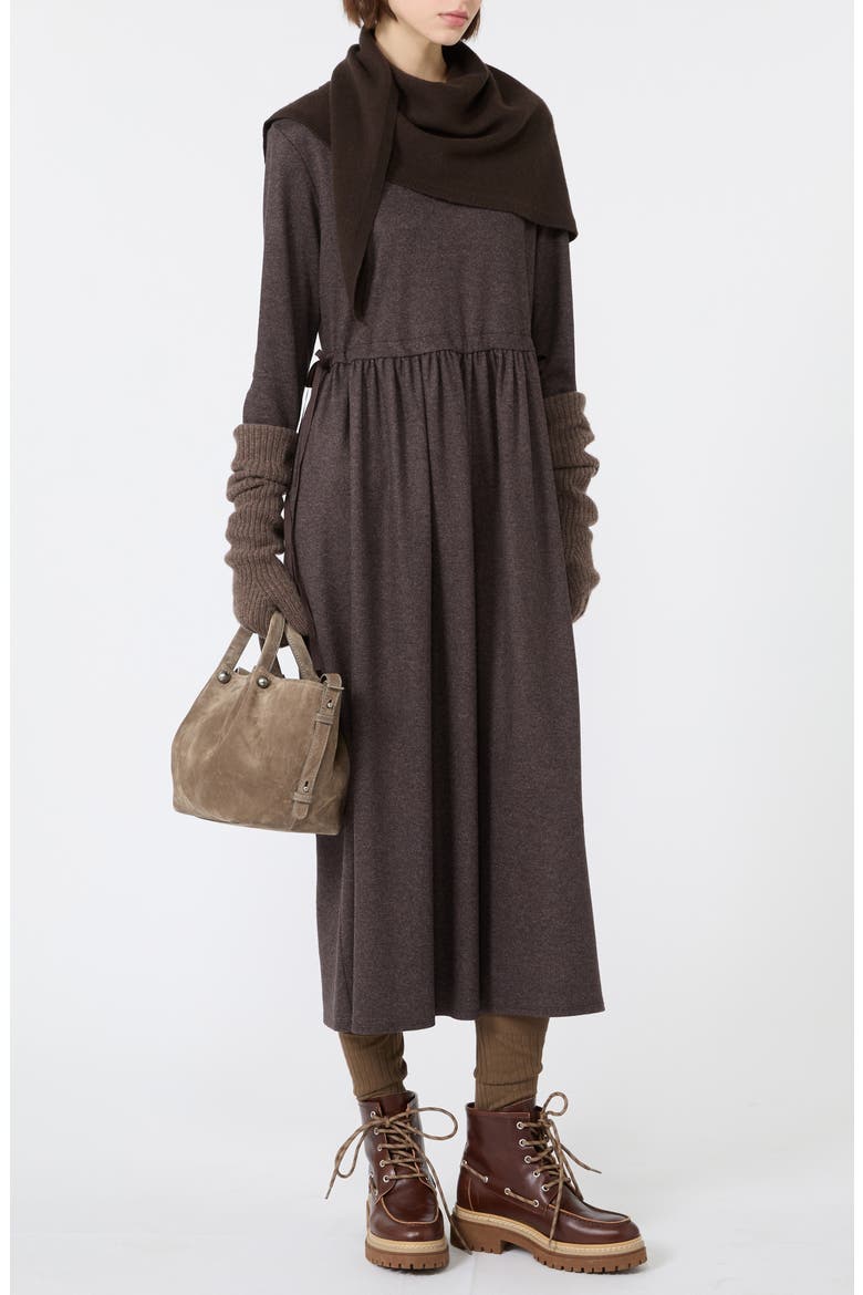 Vettura Jersey Long Sleeved Midi Dress, Alternate, color, BROWN