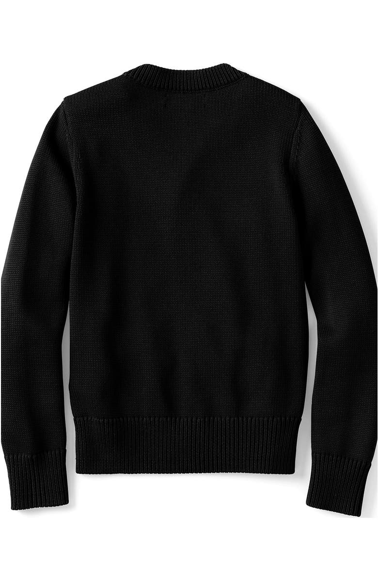 Lands' End School Uniform Kids Legacy Varsity Cardigan, Alternate, color, Black