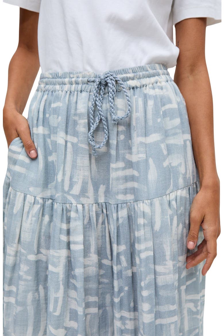 Bonnie Shirred Waist Warhol Print Midi Skirt, Alternate, color, Sky Blue
