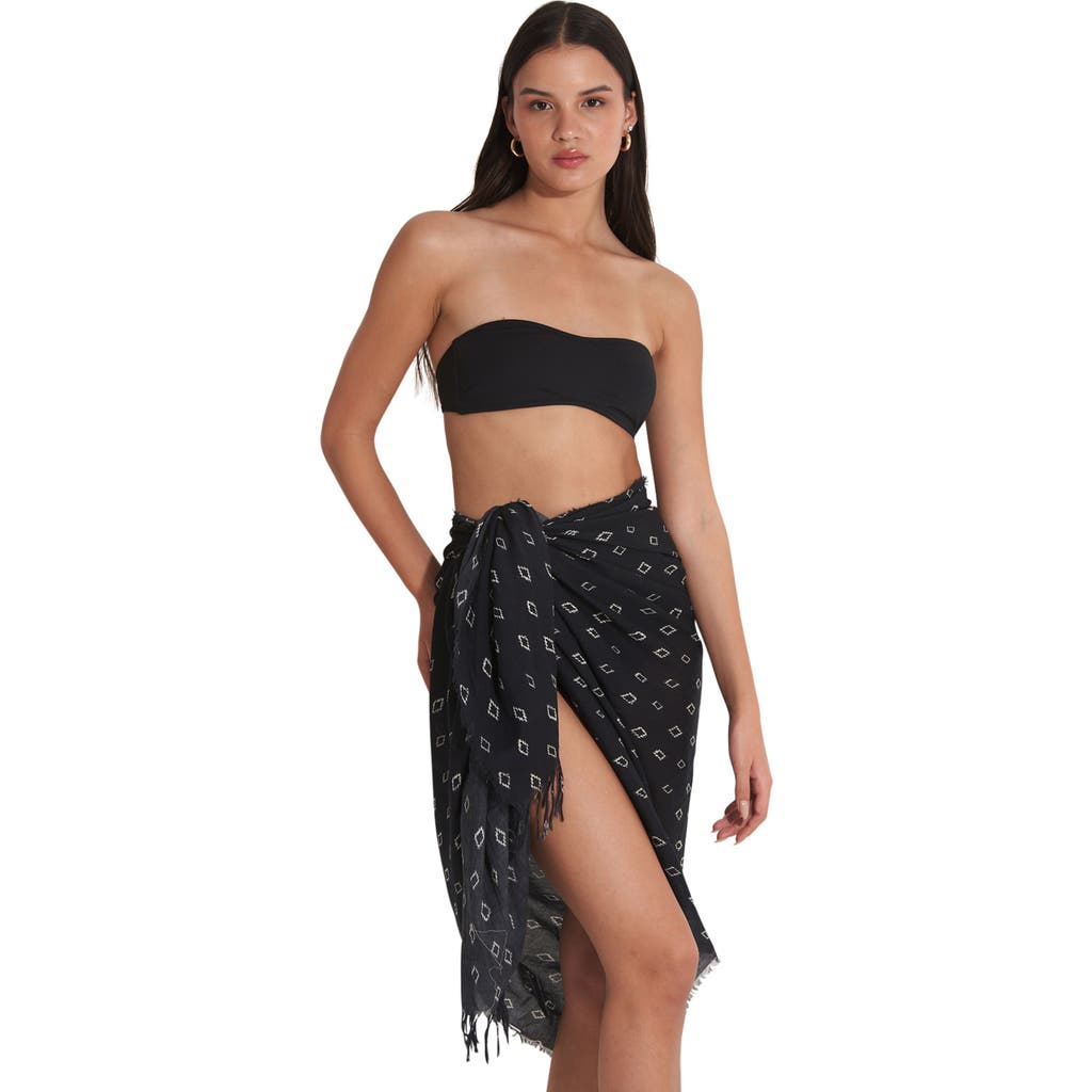 Shop Gottex Beach Life Maya Swim Cover Up Sarong In Blk/crm