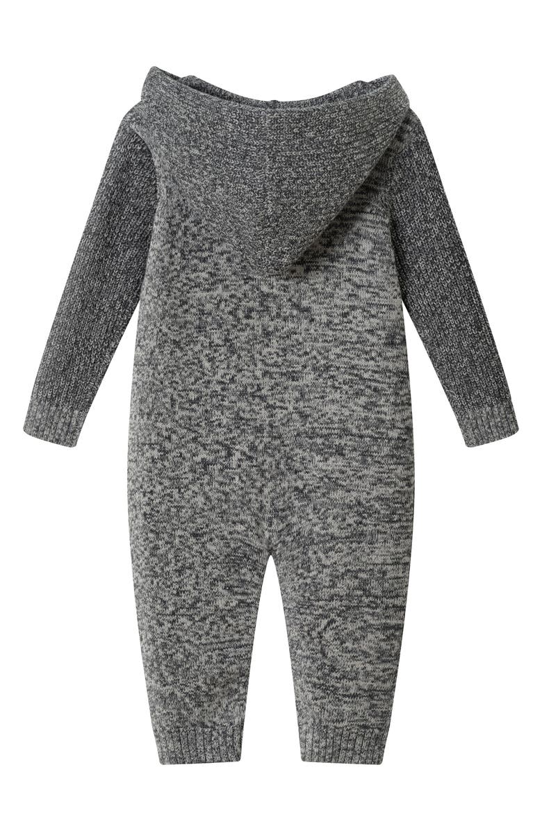 Andy & Evan Hooded Cotton Sweater Romper, Alternate, color, Grey Heather