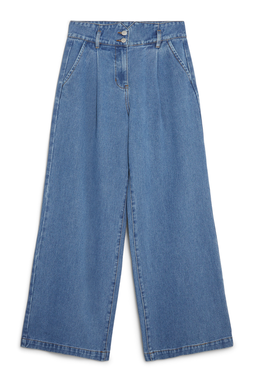 Karen Millen Denim Wide Leg Trousers In Blue