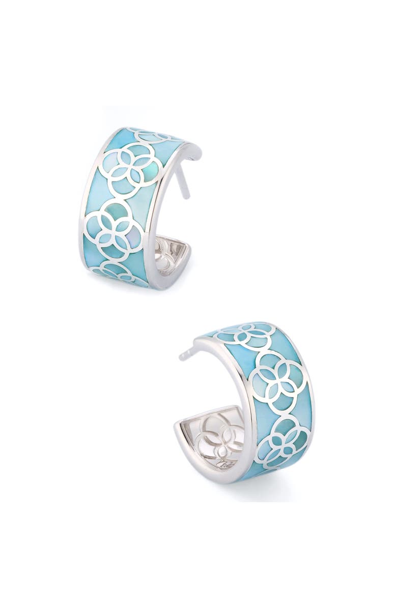 Jan Leslie Petal Gemstone Sterling Silver Huggie Earring, Main, color, Blue