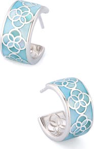 Jan Leslie Petal Gemstone Sterling Silver Huggie Earring
