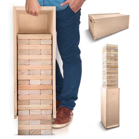 Premium Giant Tower Game w/ Straightener, Table, & Box