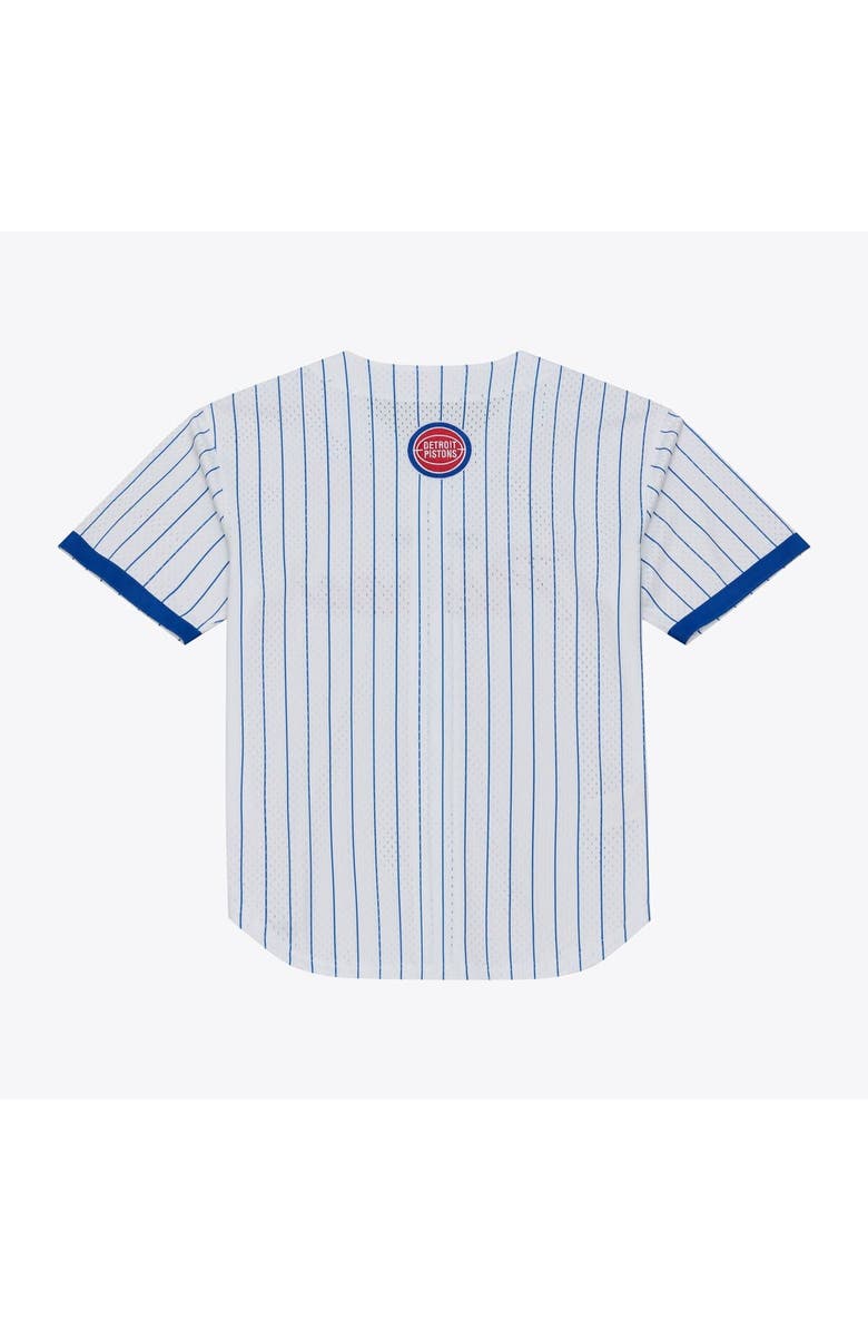 Mitchell & Ness Men's Mitchell & Ness White Detroit Pistons Head Coach Pinstripe Mesh Full-Button Baseball Jersey, Alternate, color, White
