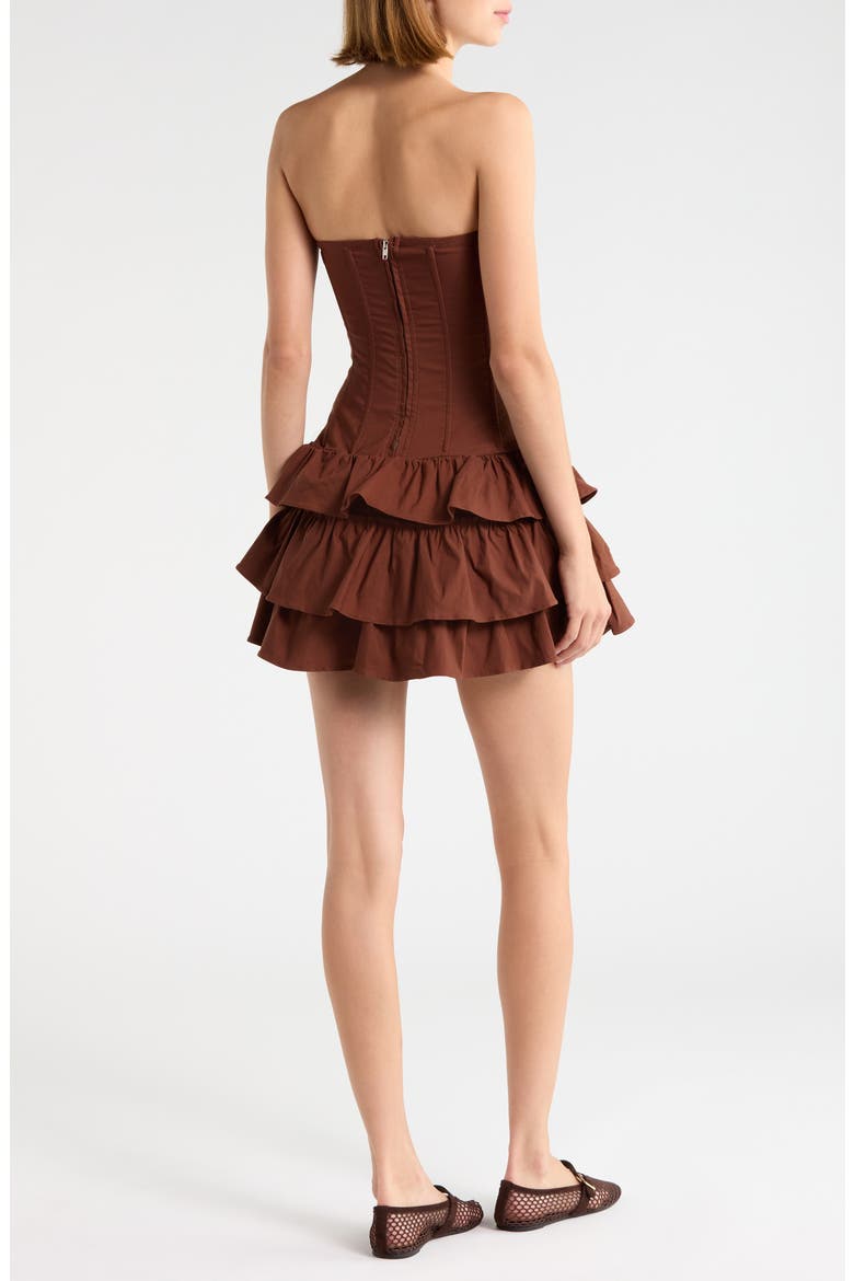 Valentia Strapless Tiered Minidress, Alternate, color, BROWN