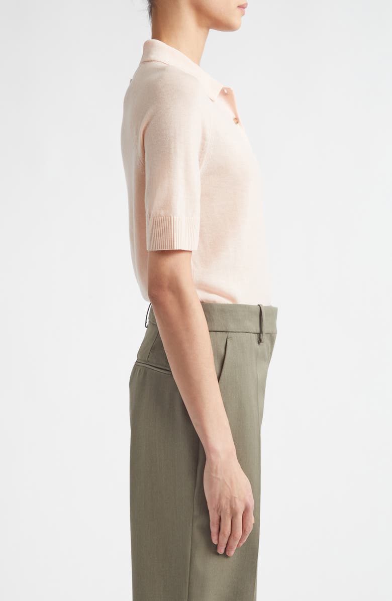 Victoria Beckham Extrafine Merino Wool Polo, Alternate, color, Pale Rose