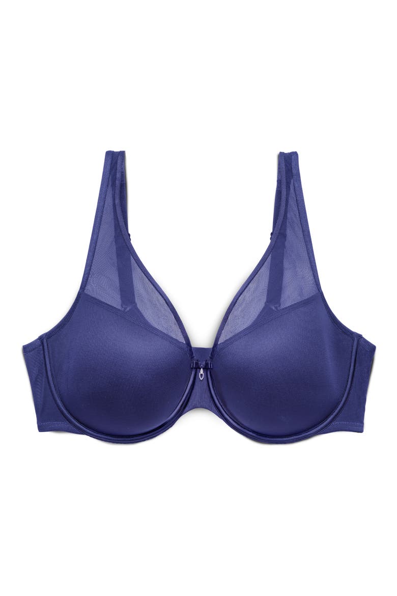 Sheer Mesh Plunge T-Shirt Bra, Alternate, color, VINTAGE BLUE