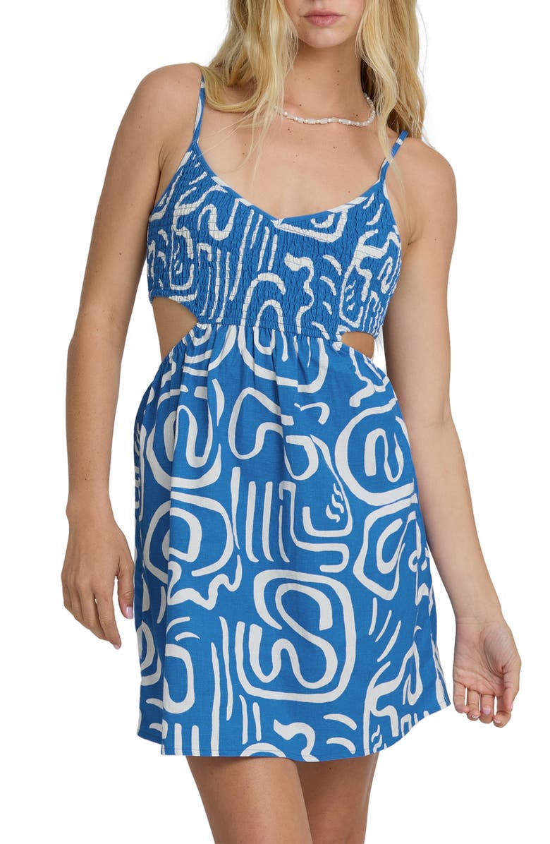 Billabong True Desire Floral Cutout Minidress, Main, color, True Blue