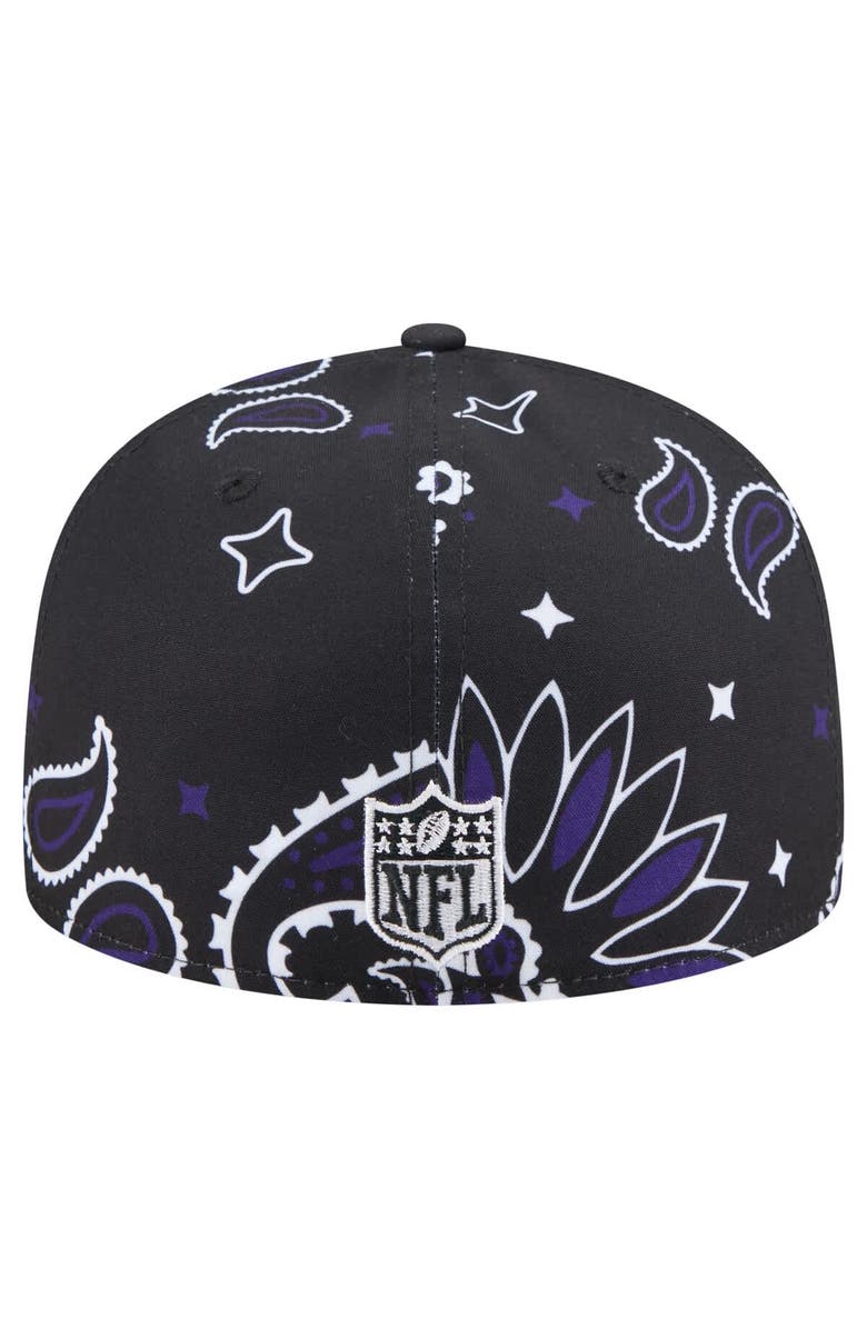 New Era Men's New Era Black Baltimore Ravens Paisley 59FIFTY Fitted Hat, Alternate, color,