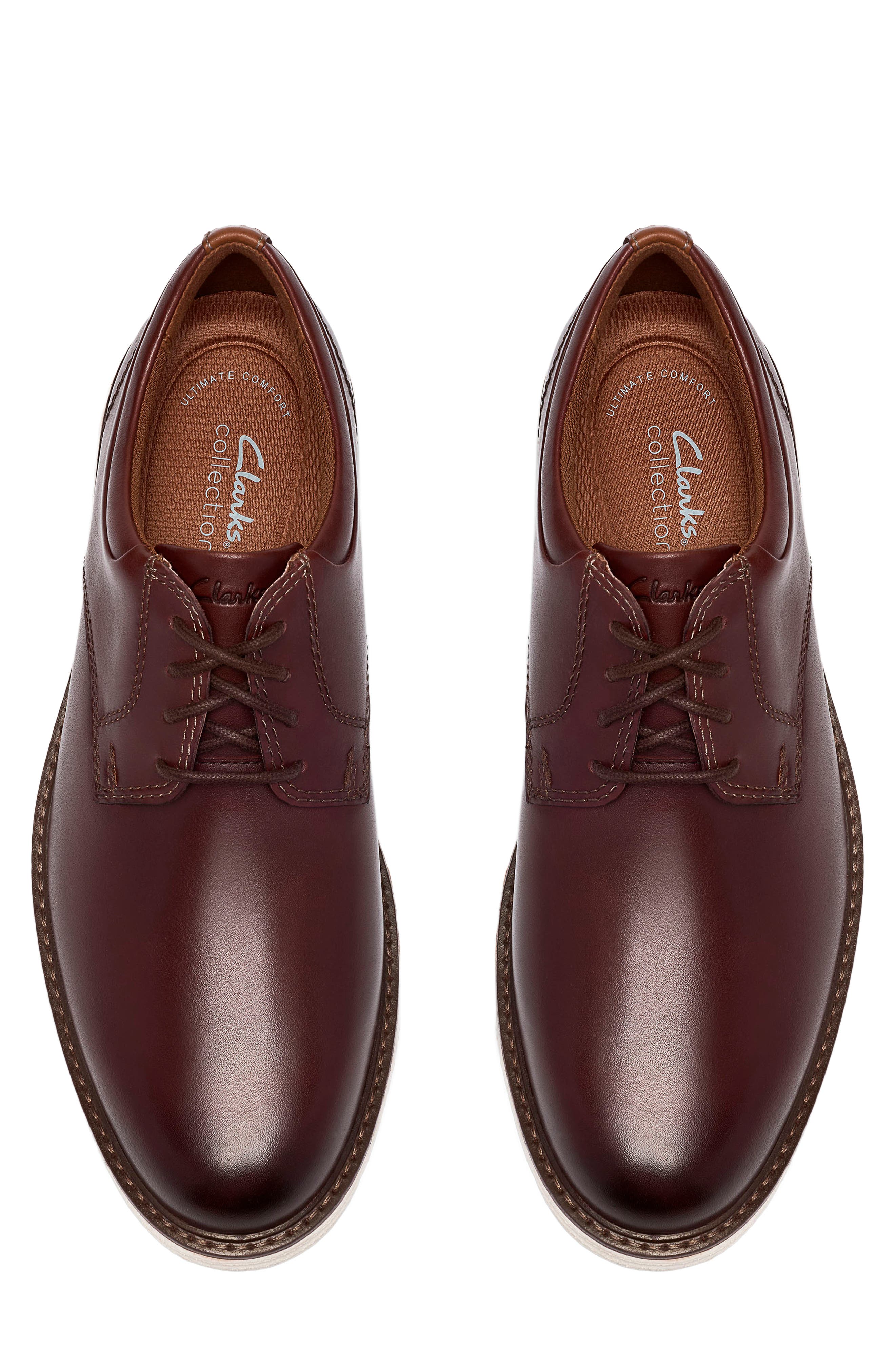 Baystone Plain Toe Leather Derby, Alternate, color, DARK TAN LEA