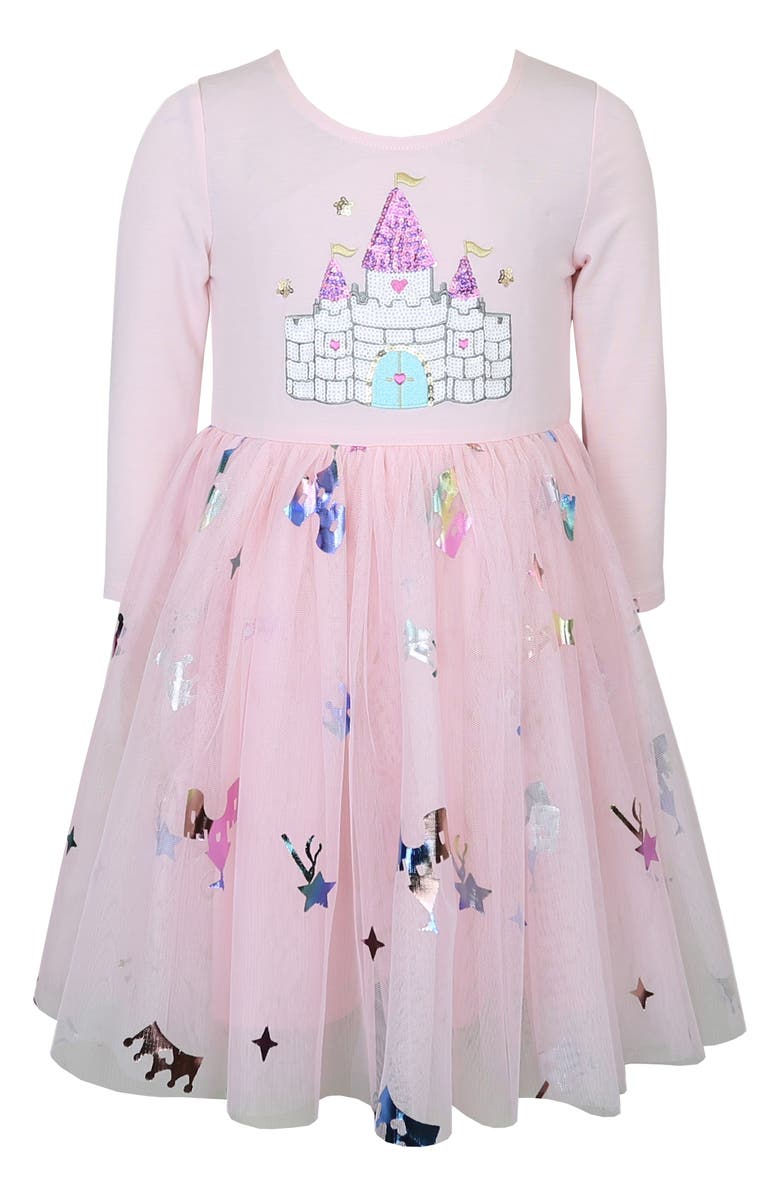 Zunie Kids' Castle Sequin Dress, Main, color, Pink
