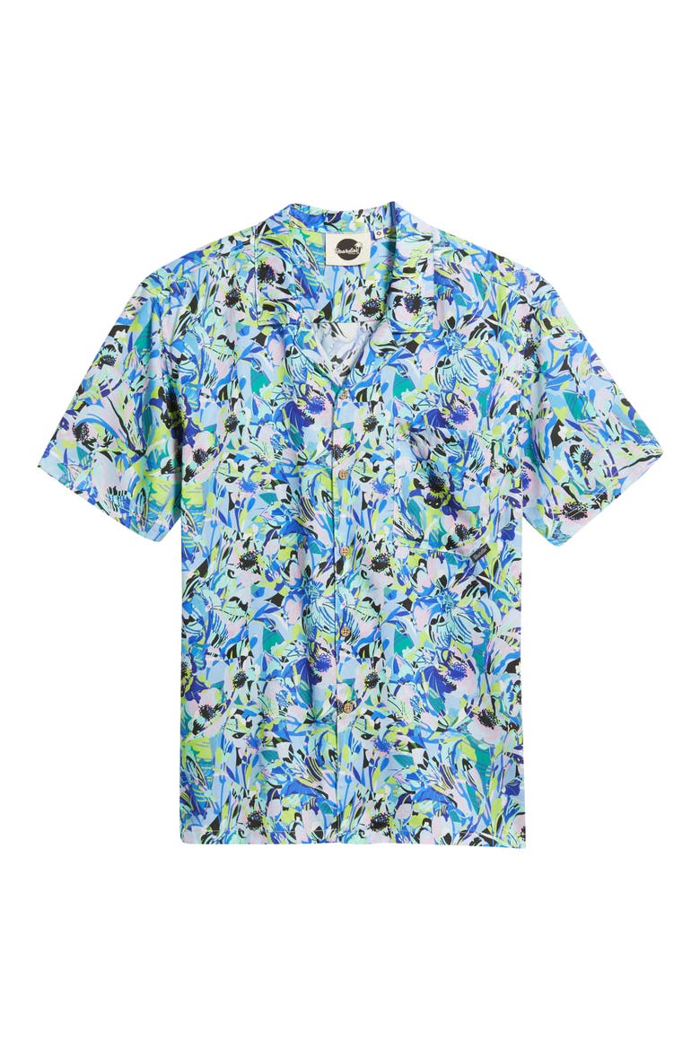 Floral Print Camp Shirt, Alternate, color, BLUE