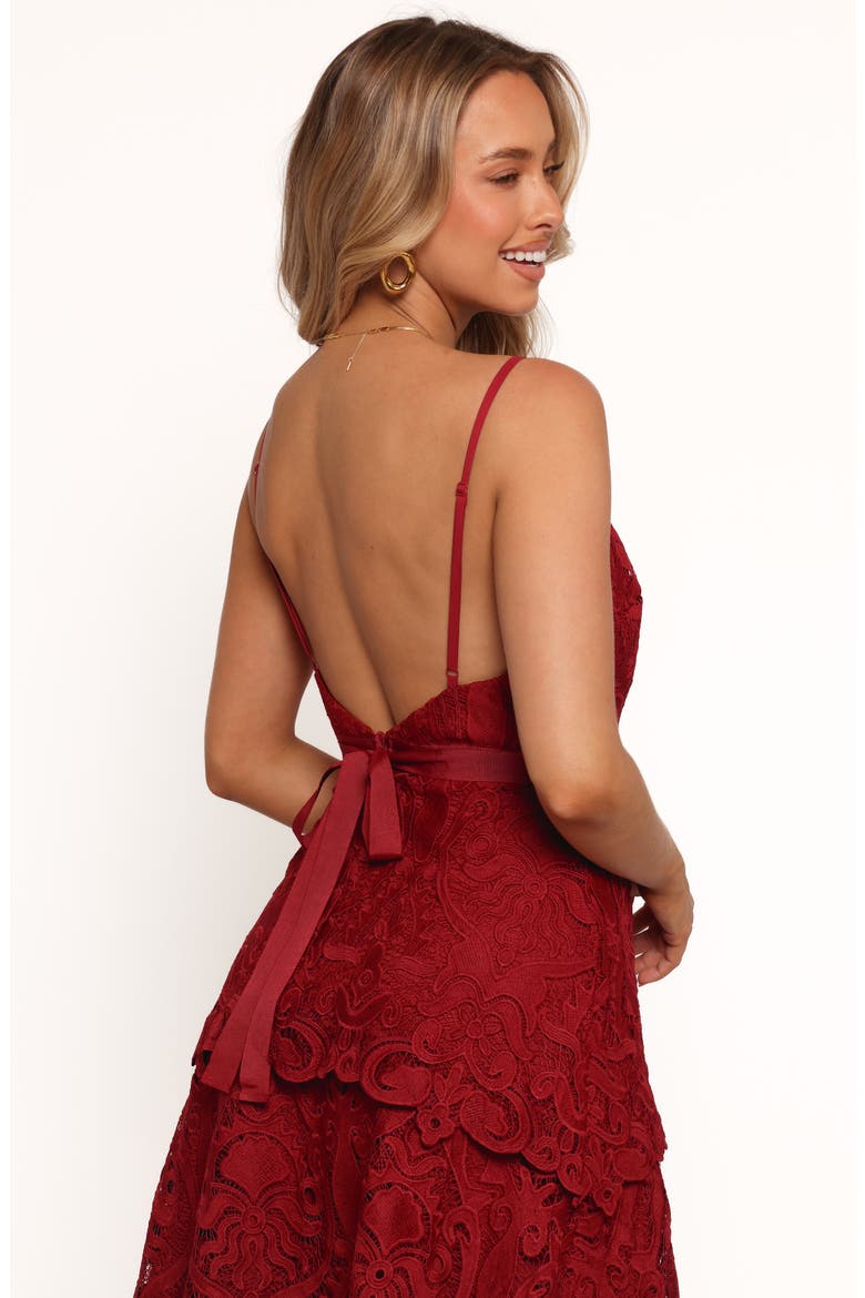 Elijah Lace Tulle Tiered Maxi Dress, Alternate, color, RED