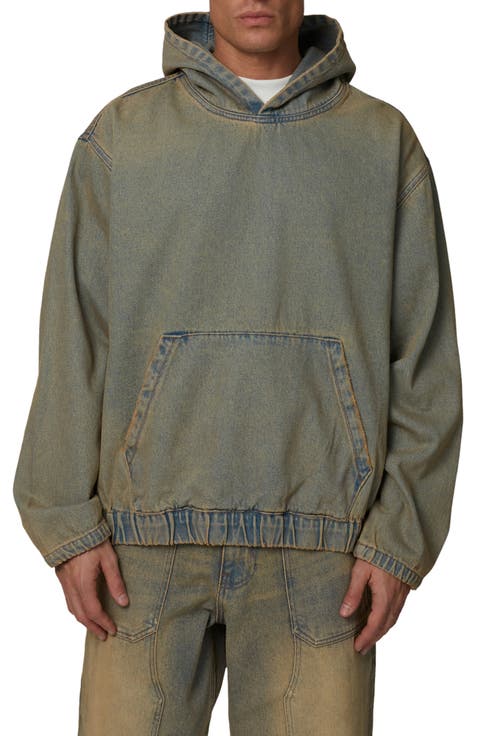 Oversized Denim Pullover Hood