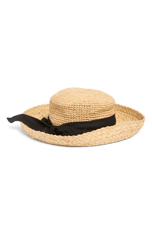 Scala Breton Raffia Curved Brim Sun Hat