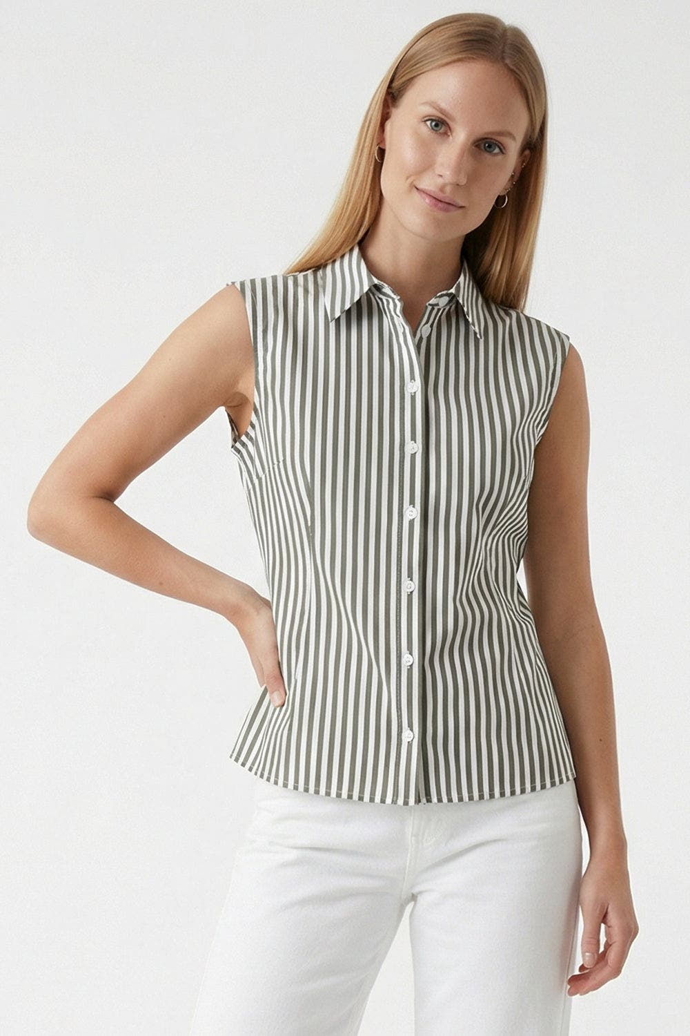 Exquise Kaliyah Sleeveles Cotton Shirt (Women) | Nordstrom