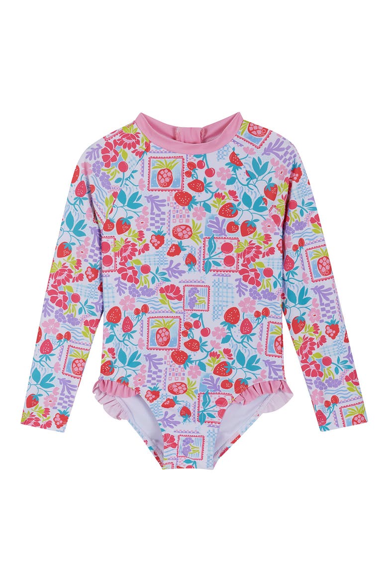 Fruit Print One-Piece Rashguard Swimsuit & Headband Set, Alternate, color, WHAT FRUIT